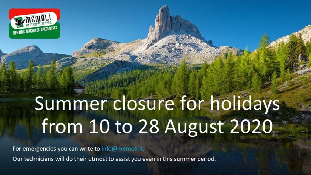 Summer closure for holidays from 10 to 28